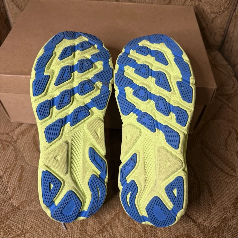 HOKA ONE ONE Y Clifton 9 Gray Volt Blue 1131170 STLC Youth 5 Women 6.5 MD